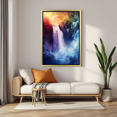 waterfall vastu canvas wall art with golden frame for vastu home decor enhancing prosperity peace and continuous flow of wealth