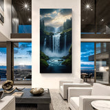 waterfall vastu canvas wall art for hotels and cafes to attract prosperity, calm energy, and positive decor