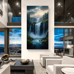 waterfall vastu canvas wall art for hotels and cafes to attract prosperity, calm energy, and positive decor