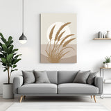 Minimal boho canvas with wheat field in foreground and soft sun in warm neutral earthy colors