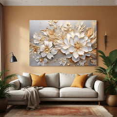 Canvas wall art featuring a blooming white rose with soft tones and elegant textures, ideal for modern and romantic home decor