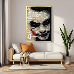 Joker typography artwork in luxury golden floater frame with iconic Why So Serious text composition