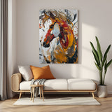 Modern horse artwork canvas in canvas wrapped frame with strong artistic expression