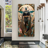 Batman flying with giant bat wings canvas wall art in premium canvas wrapped frame with cinematic superhero design