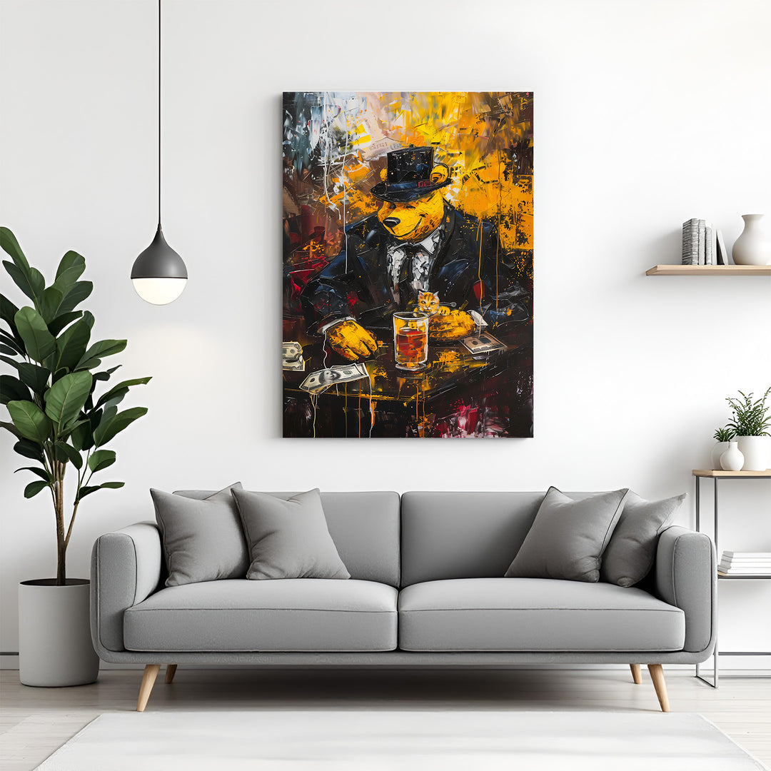 Modern Pooh Graphics Winnie the Pooh Mafia Style – Bold Modern Canvas Wall Art – CIPHER SPACES