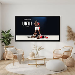 Motivational boxer wall art in black floater frame premium sports canvas decor