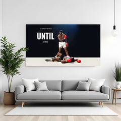 Winning boxer motivation canvas wall art with it’s not over until I win quote gym decor