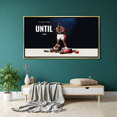 Winning boxer inspirational artwork in golden floater frame luxury gym wall painting decor