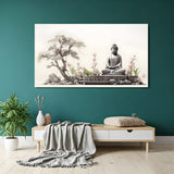 Zen Buddha Meditation canvas painting with minimal spiritual artwork in canvas wrapped frame